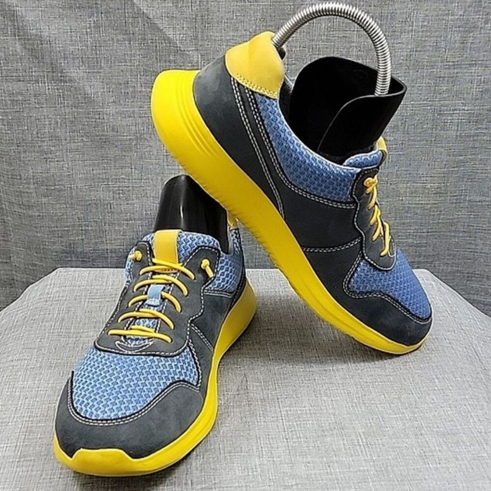 Johnson & Murphy Amhurst Jogging Sneakers -  Blue / Yellow Nubuck Leather 9M